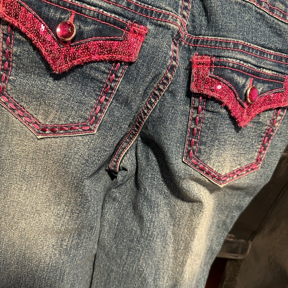 Girls size 10 embroidered pink sequin design jean - Picture 5 of 6